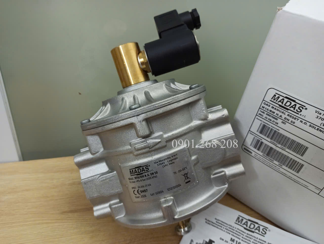 van dien tu madas thuong mo reset bang tay DN50 24VDC madas M16/RM NA DN50